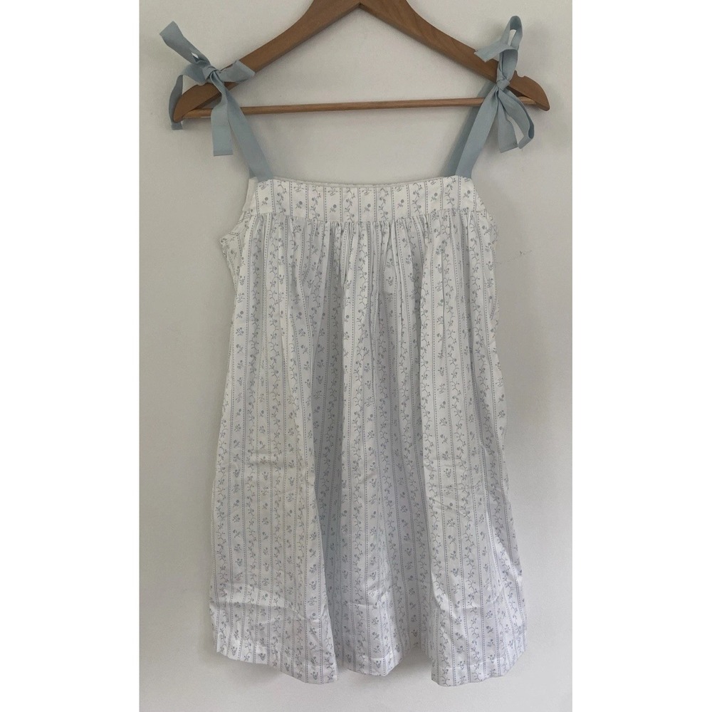 Lake x Julia Berolzheimer Blue Trellis Poplin Day Dress / Nightgown XXS Coquette